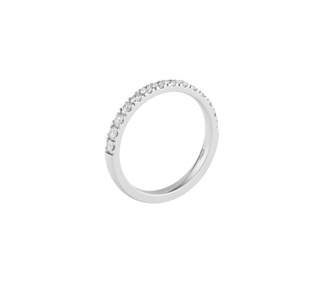 Alliance demi-pavée (2,3 mm) - Or blanc 18K (2,90 g), diamants 0,40 ct - Profil